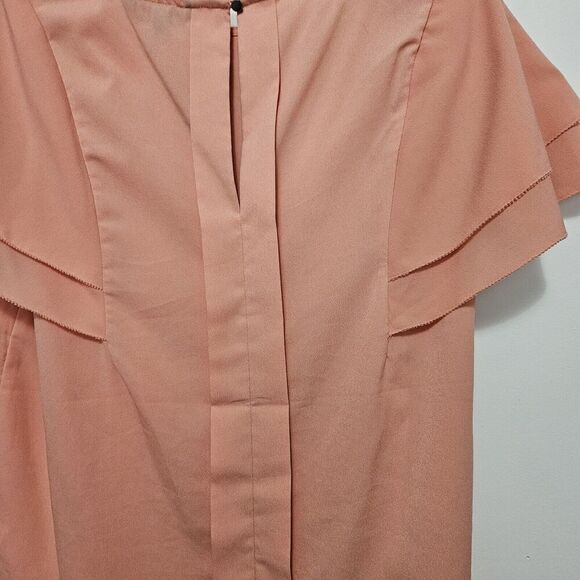 Banana Republic Peach Blouse Short Sleeve Layered Flutter Sleeves Sz S EUC - Picture 8 of 10